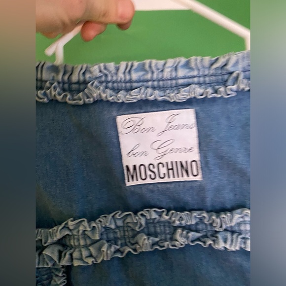 Vintage Moschino Jeans denim Jacket with Ruffle Trim - Picture 5 of 10